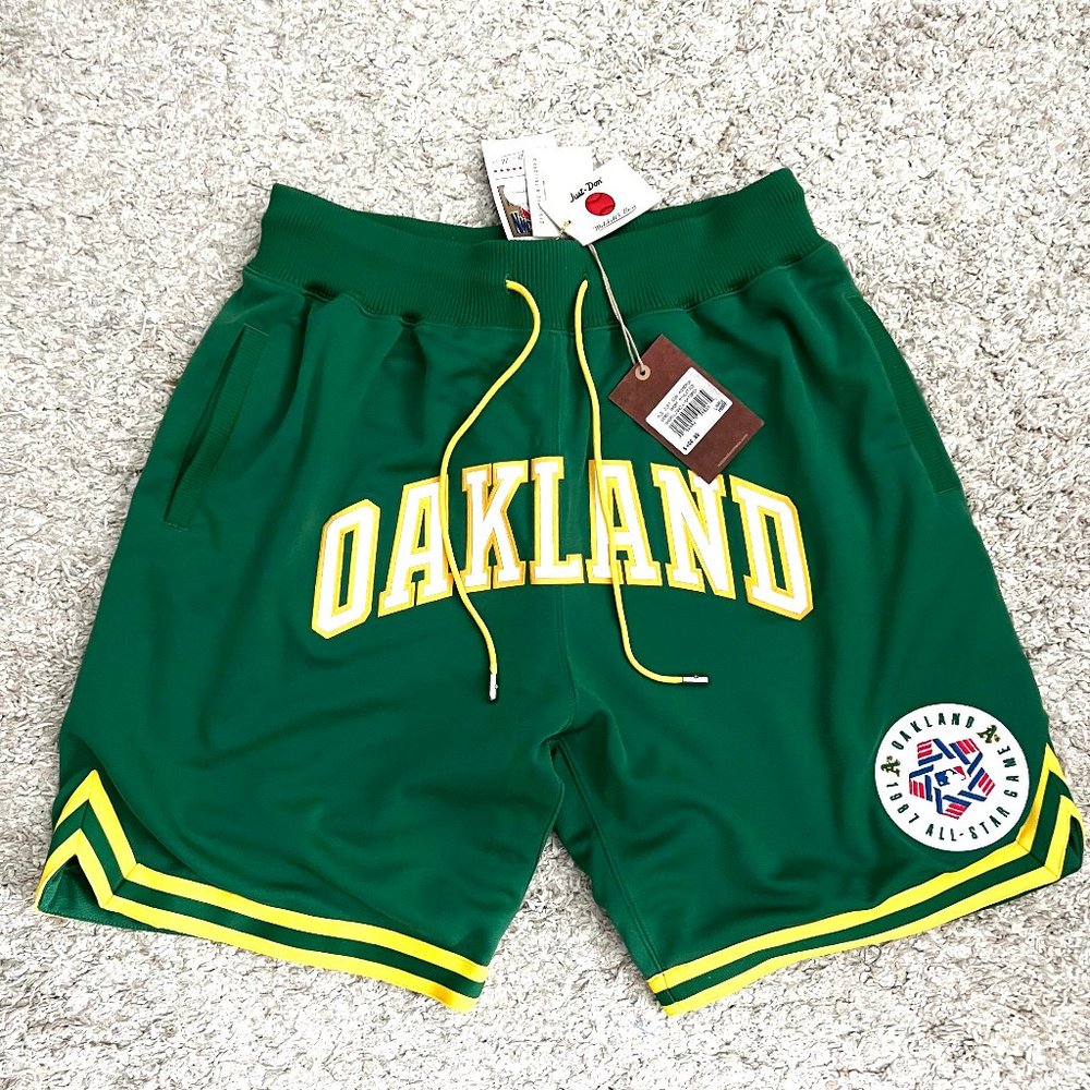 Just Don x Mitchell & Ness Oakland A's MLB Homerun Derby Shorts New Limited